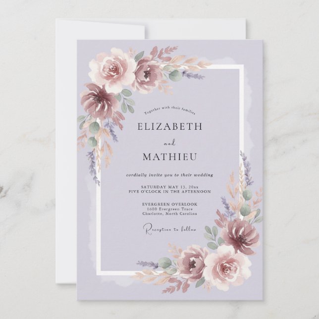 Lavender Painterly Romantic Wedding Invitation (Front)