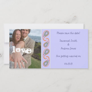 Lavender Paisley Save the Date Your Photo