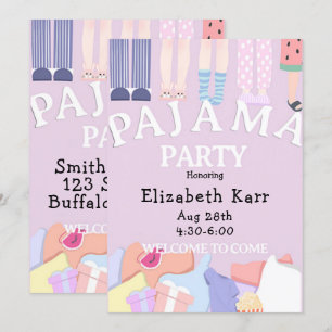 Lavender Pajama Party Invitation