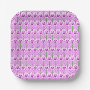 Lavender pansies - retro wallpaper pattern paper plate