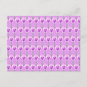 Lavender pansies - retro wallpaper pattern postcard