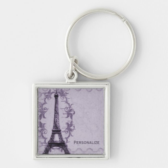Lavender Paris Grunge Keychain (Front)