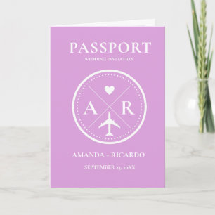 Lavender Passport Photo Wedding Invitation