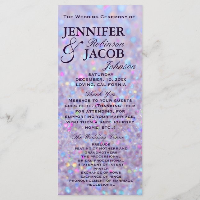 Lavender Pastel Bokeh Lights Programme (Front)