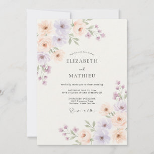 Lavender Pastel Floral Wedding Invitation