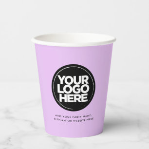Lavender Pastel Pink   Personalised Logo and Text Paper Cups