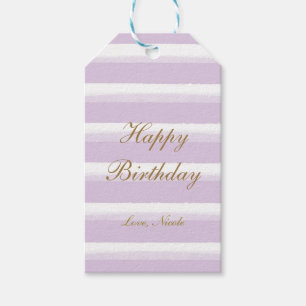 Lavender Pastel Purple Watercolor Stripes Gift Tag