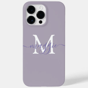 Lavender Pastel Script Monogram Custom Name Case-Mate iPhone 14 Pro Max Case