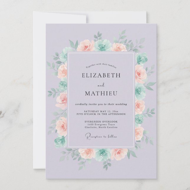 Lavender Pastel Spring Wedding Invitation (Front)