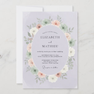 Lavender Pastel Wreath Wedding Invitation