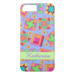 Lavender Patchwork Quilt Art Name Personalised iPhone 8 Plus/7 Plus Case
