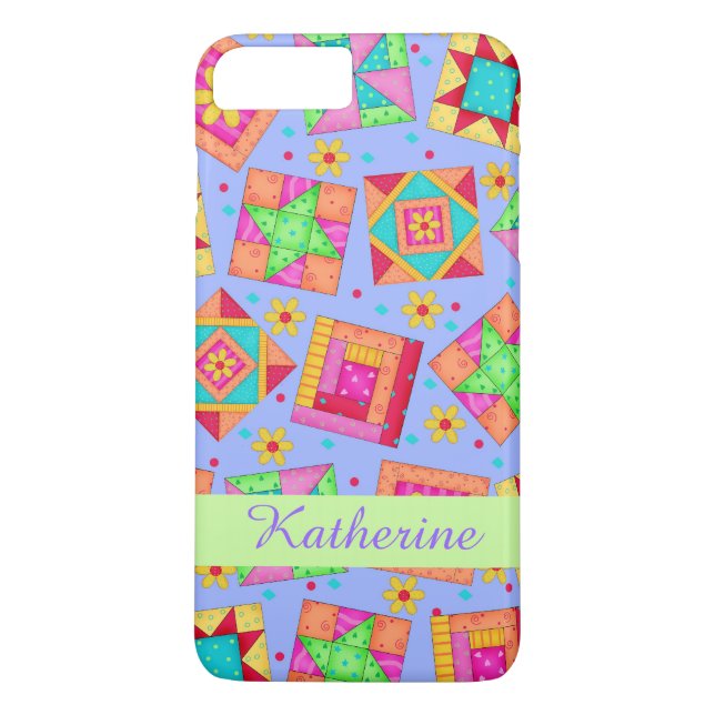 Lavender Patchwork Quilt Art Name Personalised Case-Mate iPhone Case (Back)