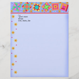 Lavender Patchwork Quilt Blocks Letterhead