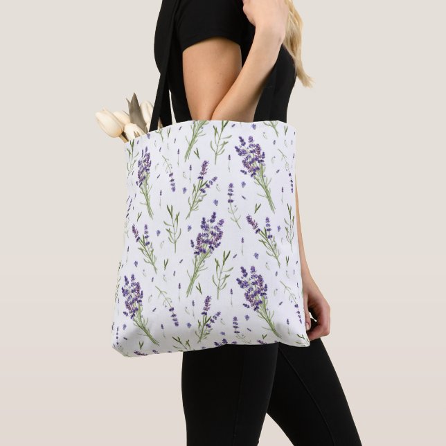 Lavender Pattern Tote Bag (Close Up)