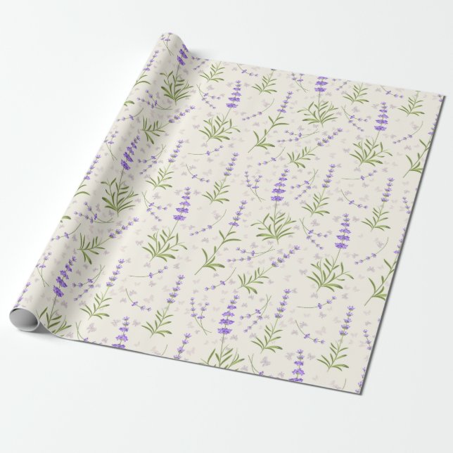 Lavender pattern wrapping paper (Unrolled)