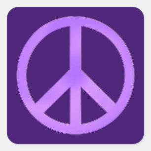 Lavender Peace Symbol Square Sticker