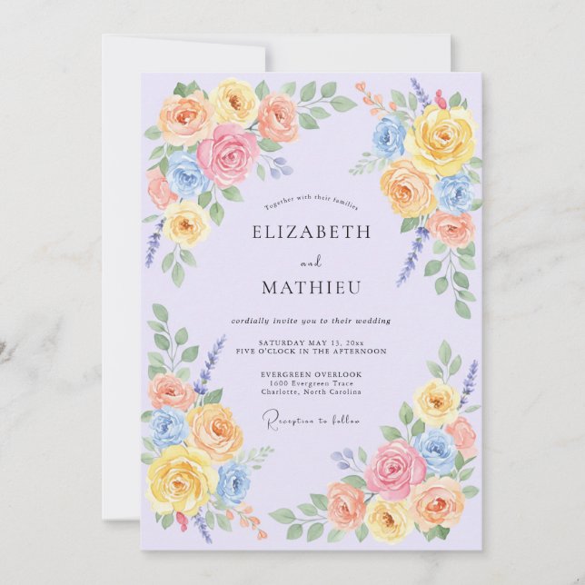 Lavender Peaceful Spring Wedding Invitation (Front)