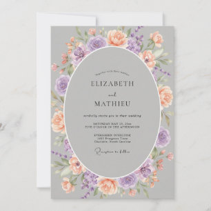 Lavender Peach Blossom Flourish Wedding Invitation