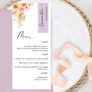 Lavender, Peach Blush Personalised with Guest Name Menu