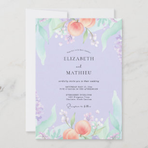 Lavender Peach Orchard Summer Wedding Invitation