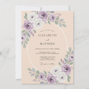 Lavender Peach Serene Spring Wedding Invitation
