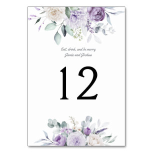 Lavender Peonies and Roses Wedding Table Number