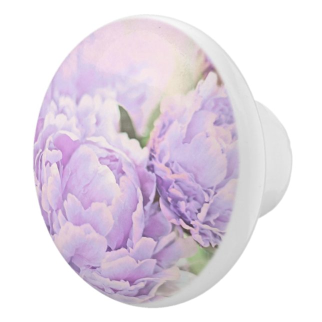 Lavender Peonies Ceramic Knob (Right)
