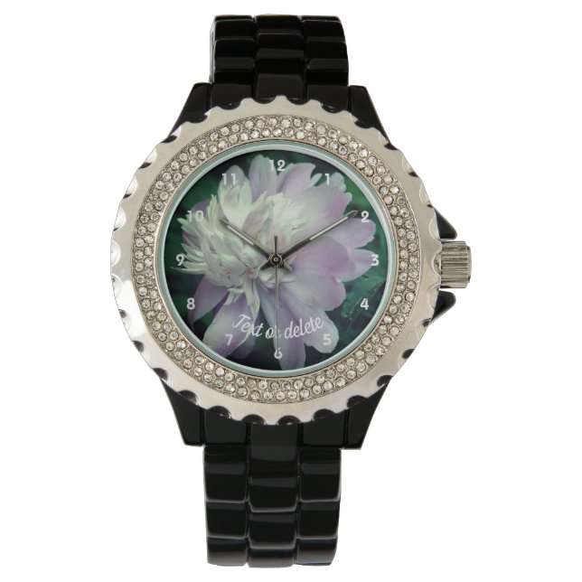 Lavender Peony Flower In Bloom Personalised  Watch (Front)