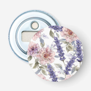 Lavender Peony Watercolor Floral Garden Bottle Opener