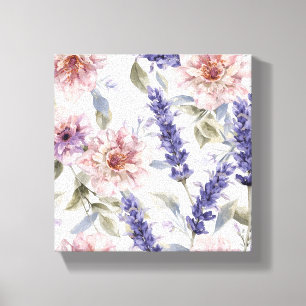 Lavender Peony Watercolor Floral Garden Canvas Print