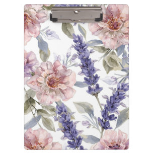 Lavender Peony Watercolor Floral Garden Clipboard