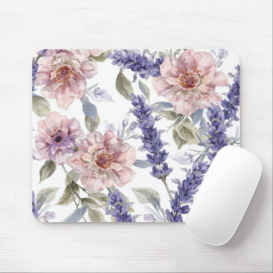 Lavender Peony Watercolor Floral Garden Mouse Mat