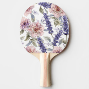 Lavender Peony Watercolor Floral Garden Ping Pong Paddle