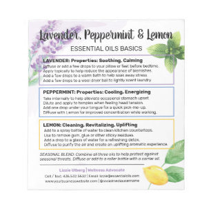 Lavender, Peppermint & Lemon Essential Oil Guide Notepad