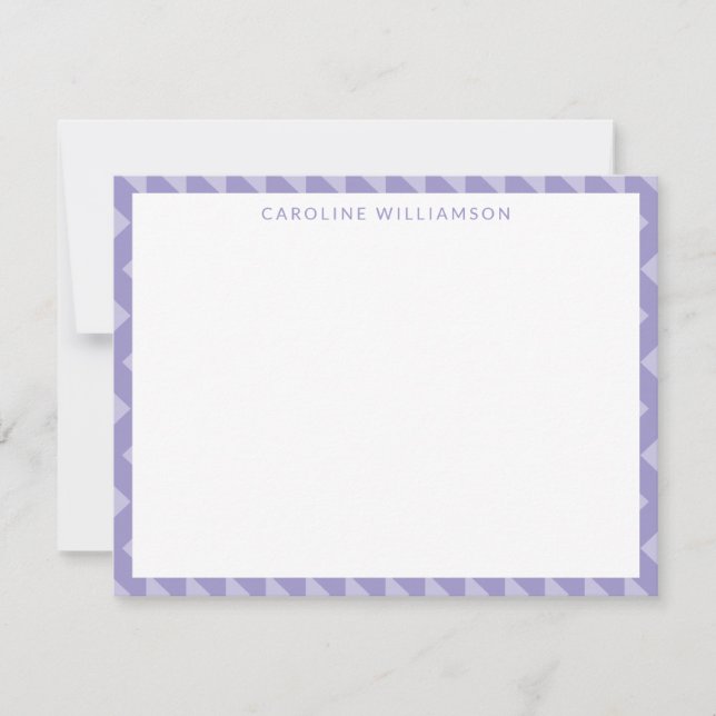 Lavender Periwinkle Geometric Border Custom Name Card (Front)