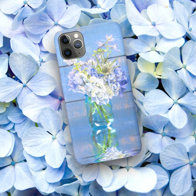 Lavender & Periwinkle Hydrangea Rustic Vase Case-Mate iPhone Case (Creator Uploaded)