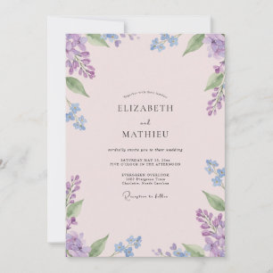 Lavender Periwinkle Wildflower Wedding Invitation