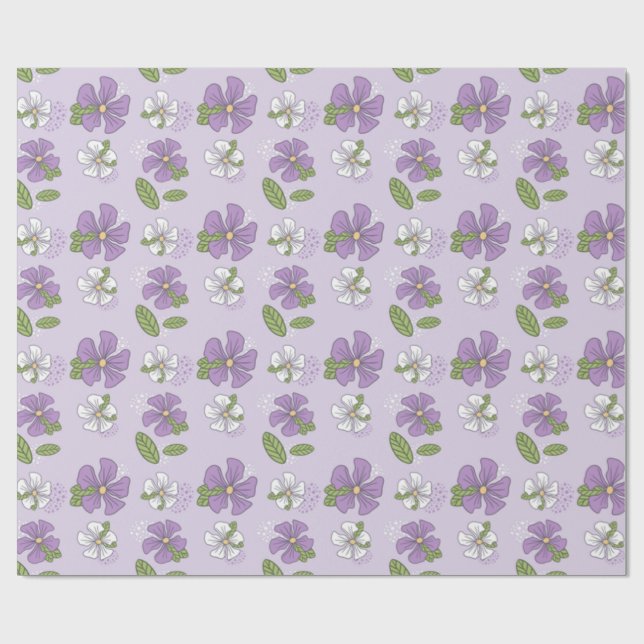 Lavender Periwinkles  Wrapping Paper (Flat)
