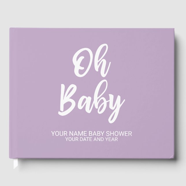 Lavender Personalised Baby Shower Guestbook (Front)