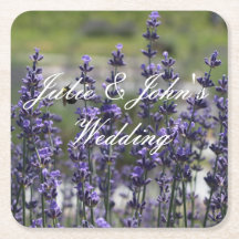 Lavender Personalised Wedding Favour Coasters