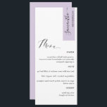 Lavender Personalised with Guest Name Elegant Menu<br><div class="desc">Why spend in place cards and menu cards when you can have an elegant All-in-one elegant Menu personalised with each guest name! Contemporary, simple and elegant design with beautiful modern hand written calligraphy. Stripe on the top right corner in attractive lavender tone with guest name in black. Back in same...</div>