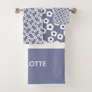 Lavender Personalized Modern Retro Floral Pattern  Bath Towel Set
