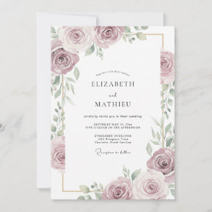 Lavender Petal Painted Wedding Invitation