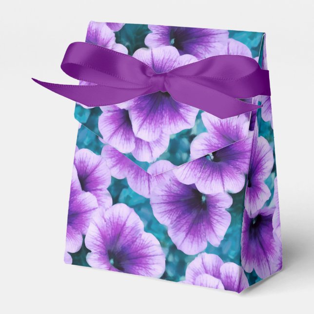 Lavender Petunia Flowers Favour Box (Front Side)