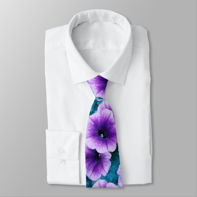Lavender Petunia Flowers Tie (Tied)