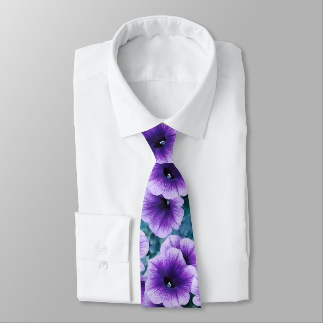 Lavender Petunia Flowers  Tie (Tied)