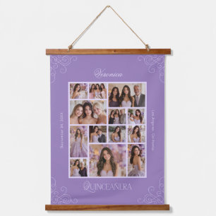 Lavender Photo Collage Keepsake Quinceanera Hanging Tapestry