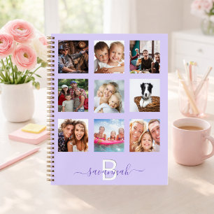 Lavender photo collage monogram modern diary notebook