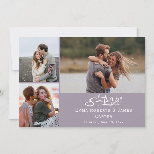 Lavender Photo Collage Save the Date (Front)