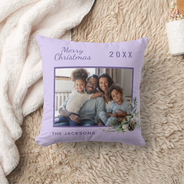 Lavender photo cone pine name Christmas Cushion (Blanket)